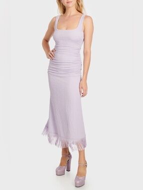 Lilac Fringe Hem Tank Midi Dress Likely Nino Dress in Lilac EUC